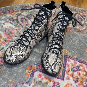 Snake skin boots with rhinestones going around the boot . Size 9 from express.